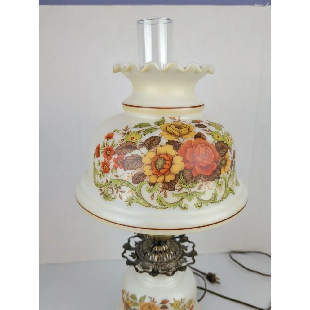 Vintage Gone With The Wind Hurricane 3-WayTable Lamp Brass Base 24" quoizel 1973 - Picture 4 of 8